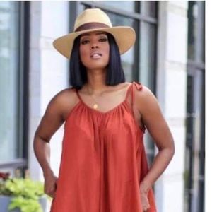 Oversized burnt orange jumpsuit